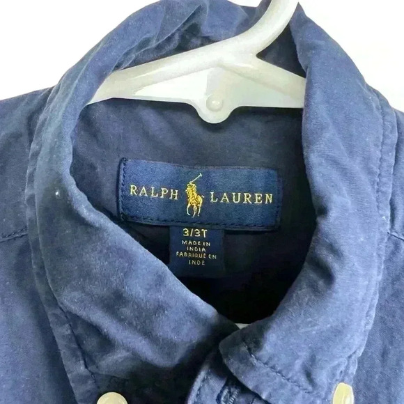 Polo Ralph Lauren Dark Blue Short Sleeve Button Down Shirt | Size 3/3T - Picture 3 of 3